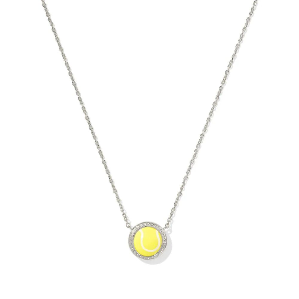 NWT Kendra Scott Tennis Silver Short Pendant Necklace in Chartreuse - Picture 10 of 12